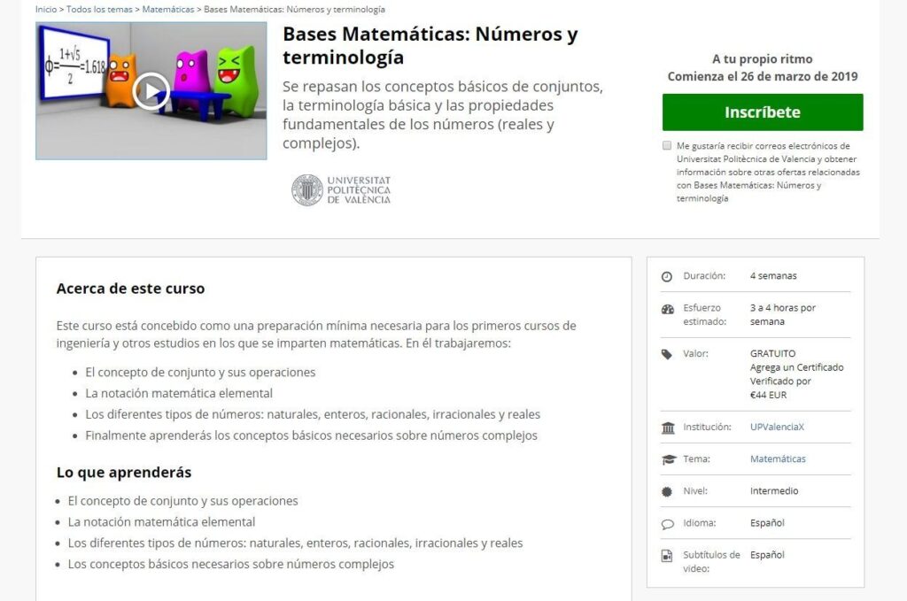 Bases Matemáticas: números y terminología