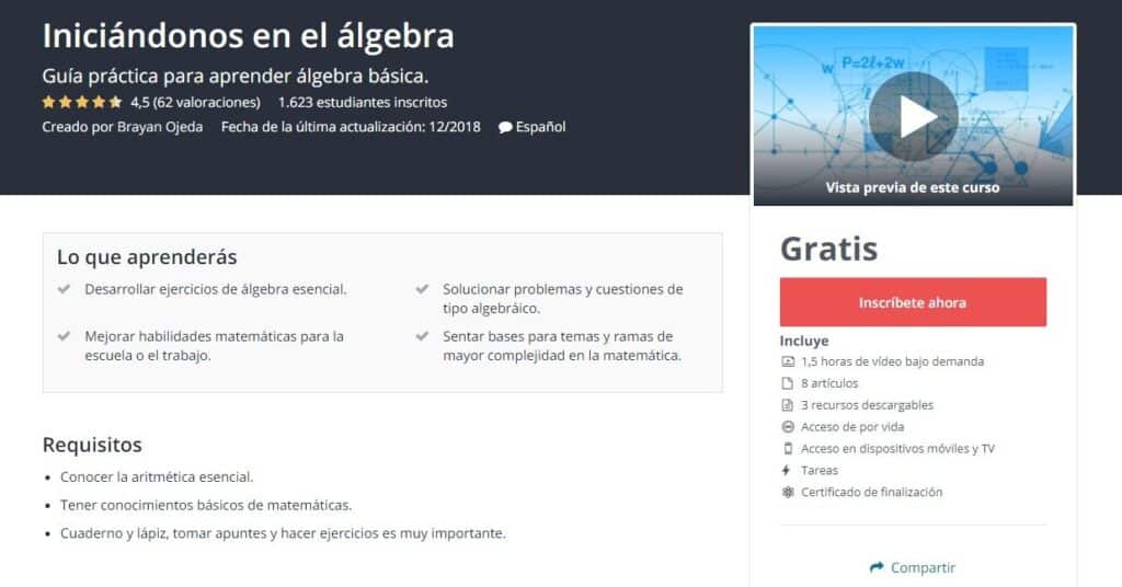 Curso de iniciación al álgebra