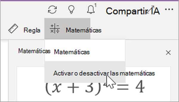 Activar O Desactivar El Asistente Para Matemáticas En Onenote