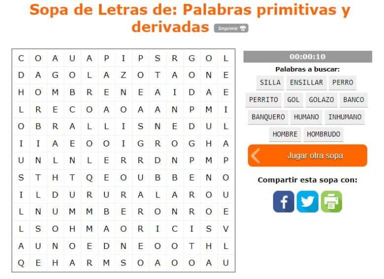 Ejercicios Para Repasar Las Palabras Primitivas En Primaria