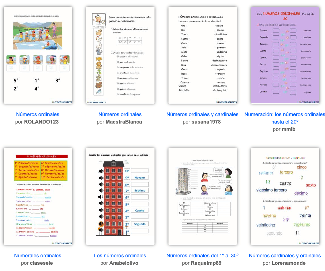 Recursos Para Trabajar Los Números Ordinales En Primaria